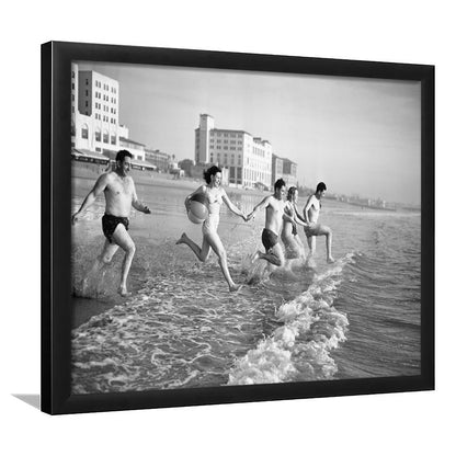 Friends at the Beach Black and White Art Coastal Wall Art, Framed Art Print Wall Decor