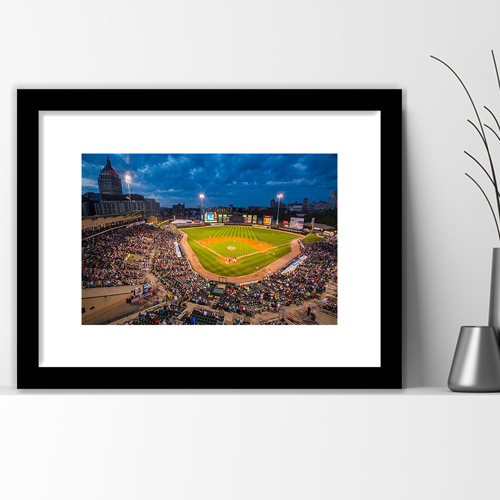 Frontier Field, Stadium Canvas, Sport Art, Gift for him, White Border Framed Art Print Wall Decor