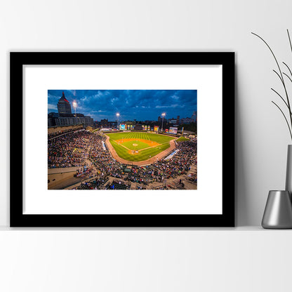 Frontier Field, Stadium Canvas, Sport Art, Gift for him, White Border Framed Art Print Wall Decor