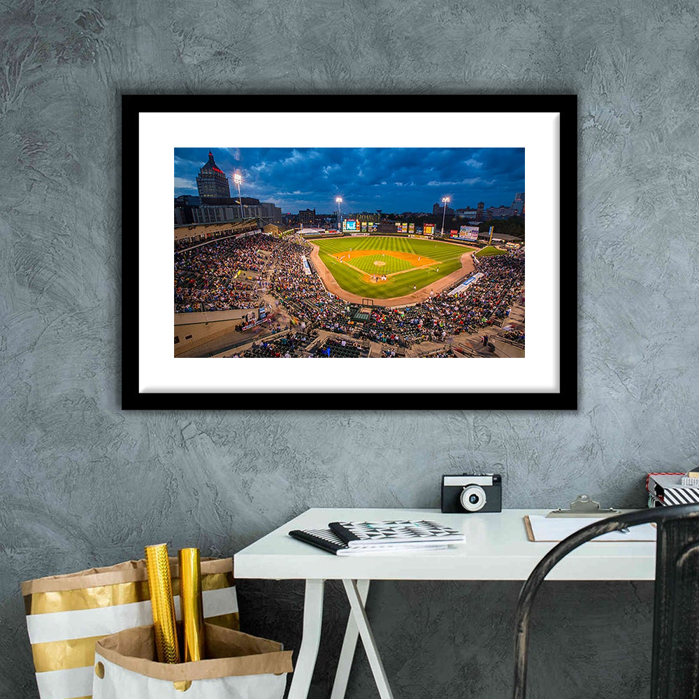 Frontier Field, Stadium Canvas, Sport Art, Gift for him, White Border Framed Art Print Wall Decor