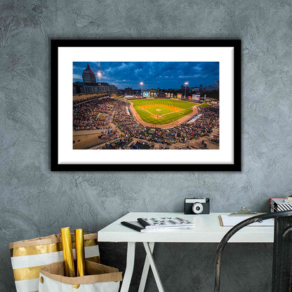 Frontier Field, Stadium Canvas, Sport Art, Gift for him, White Border Framed Art Print Wall Decor