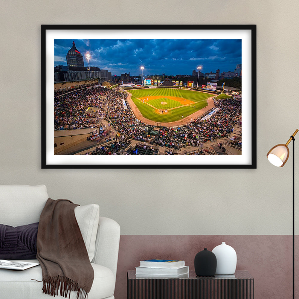 Frontier Field, Stadium Canvas, Sport Art, Gift for him, White Border Framed Art Print Wall Decor