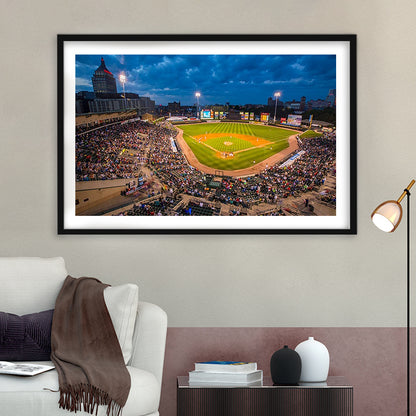 Frontier Field, Stadium Canvas, Sport Art, Gift for him, White Border Framed Art Print Wall Decor