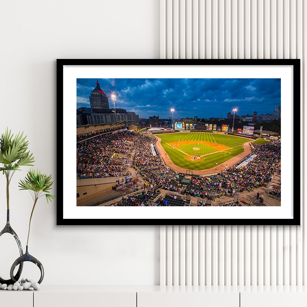Frontier Field, Stadium Canvas, Sport Art, Gift for him, White Border Framed Art Print Wall Decor