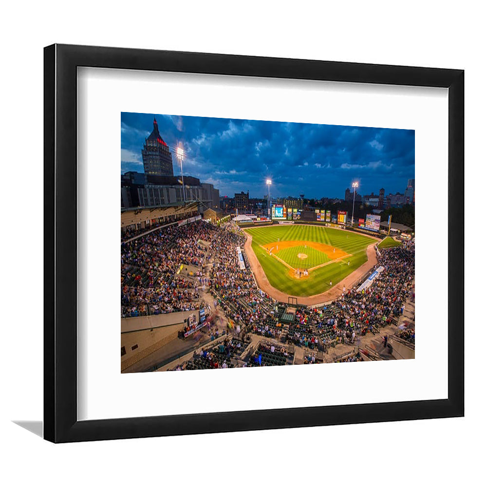 Frontier Field, Stadium Canvas, Sport Art, Gift for him, White Border Framed Art Print Wall Decor