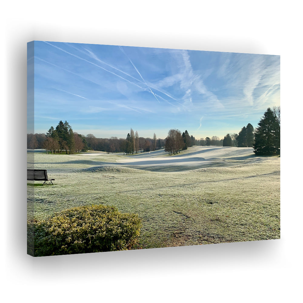 Frozen Golf Course In Early Morning, Golf Art Print,Gifts Golf Lover