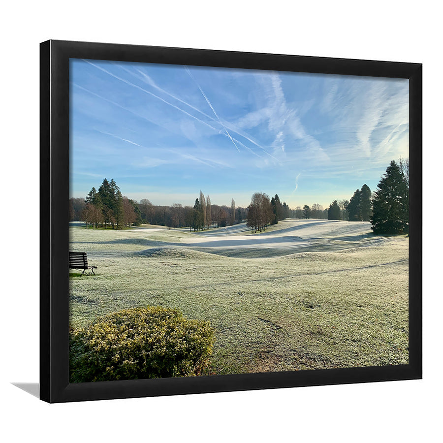 Frozen Golf Course In Early Morning, Framed Art Print Wall Decor, Picture Framed