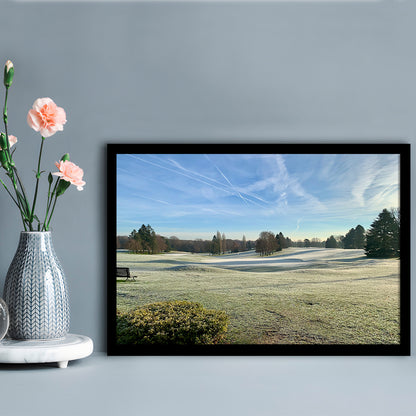 Frozen Golf Course In Early Morning, Framed Art Print Wall Decor, Picture Framed