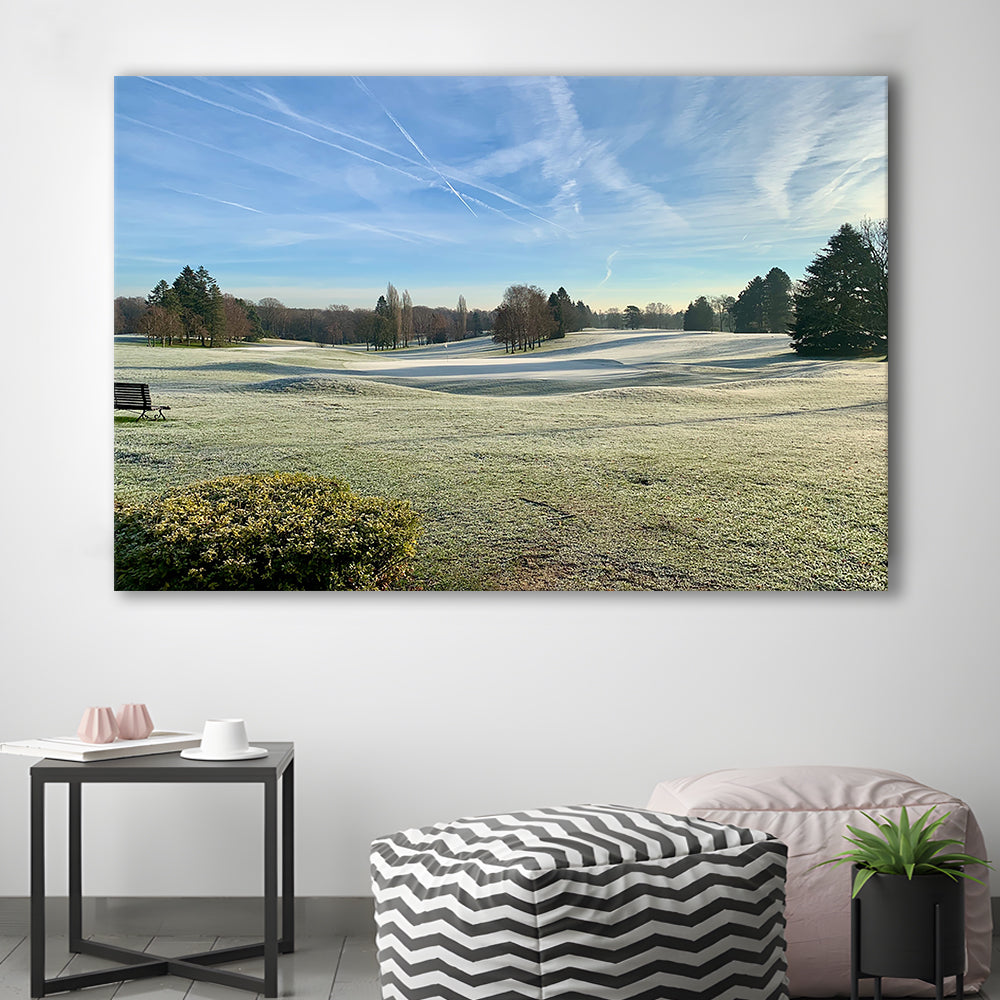 Frozen Golf Course In Early Morning, Golf Art Print,Gifts Golf Lover