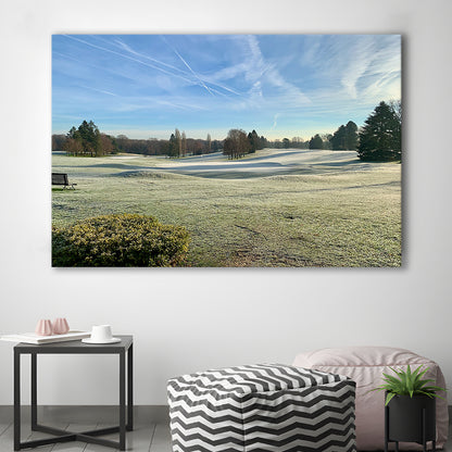 Frozen Golf Course In Early Morning, Golf Art Print,Gifts Golf Lover