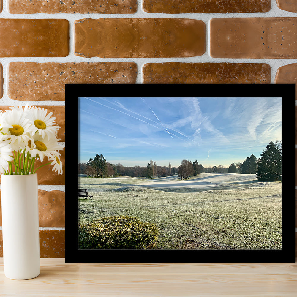 Frozen Golf Course In Early Morning, Framed Art Print Wall Decor, Picture Framed