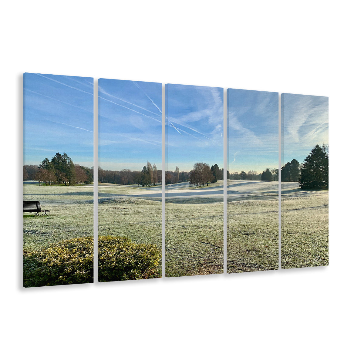 Frozen Golf Course In Early Morning, Golf Art Print, Extra Large Canvas Print Wall Art