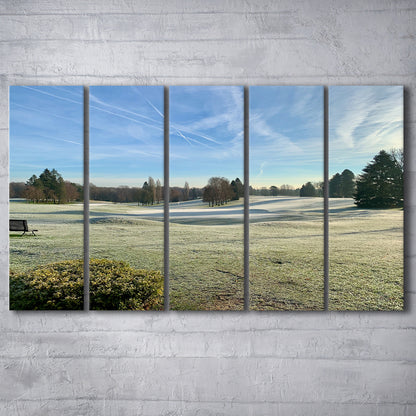 Frozen Golf Course In Early Morning, Golf Art Print, Extra Large Canvas Print Wall Art