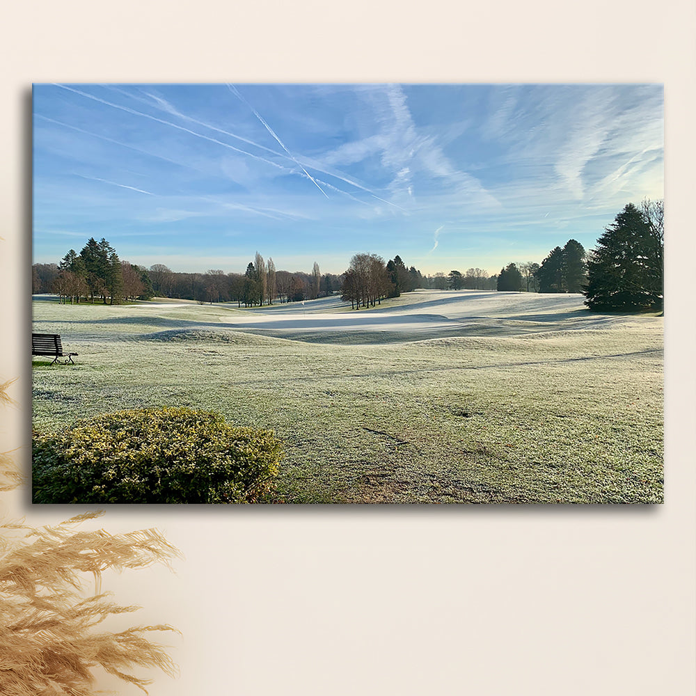 Frozen Golf Course In Early Morning, Golf Art Print,Gifts Golf Lover