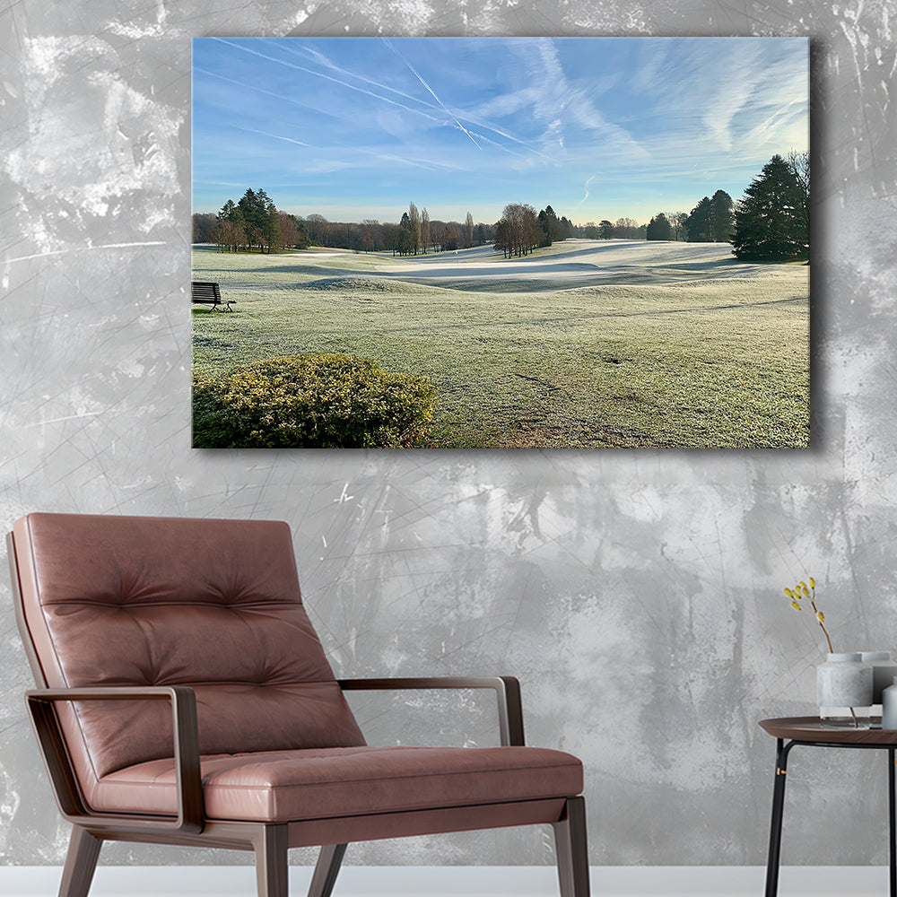 Frozen Golf Course In Early Morning, Golf Art Print,Gifts Golf Lover