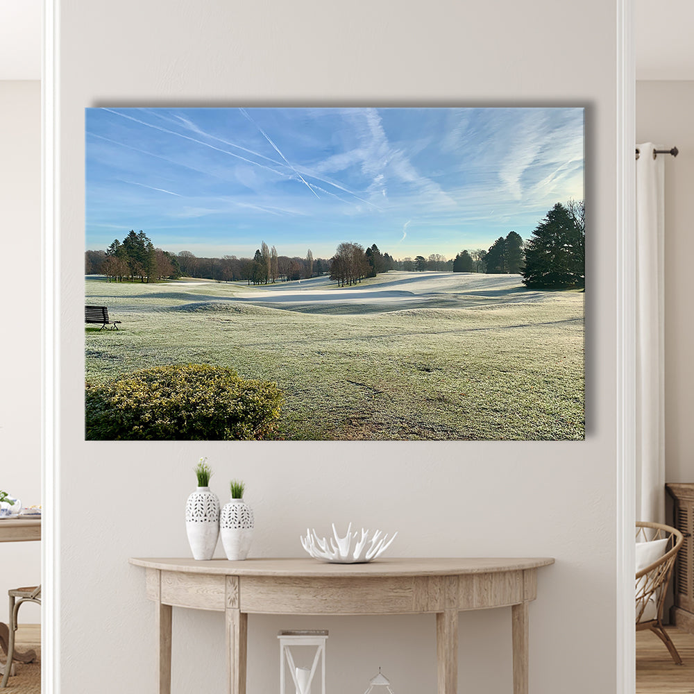 Frozen Golf Course In Early Morning, Golf Art Print,Gifts Golf Lover