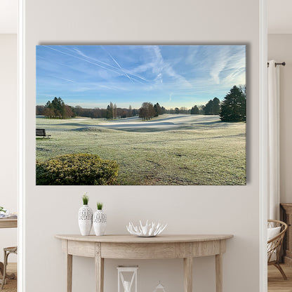 Frozen Golf Course In Early Morning, Golf Art Print,Gifts Golf Lover