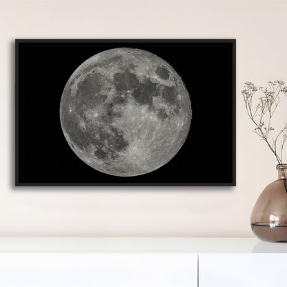 Full Moon At Night Moon Art, Moon Canvas, Moon Decor, Moon Home Decor, Framed Cavas Print, Floating Frame