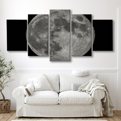 Full Moon at Night Moon Art, Moon Canvas, Moon Decor, Moon Home Decor, 5 Piece Large Cavas Print Wall Art