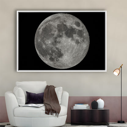 Full Moon At Night Moon Art, Moon Canvas, Moon Decor, Moon Home Decor, Framed Cavas Print, Floating Frame