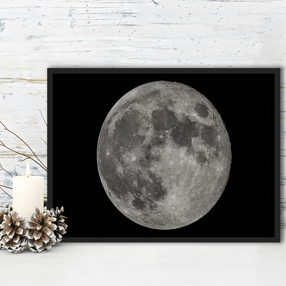 Full Moon At Night Moon Art, Moon Canvas, Moon Decor, Moon Home Decor, Framed Cavas Print, Floating Frame