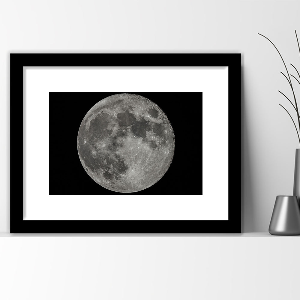 Full Moon At Night Moon Art, Moon, Moon Decor, Moon Home Decor, Framed Art Print White Border