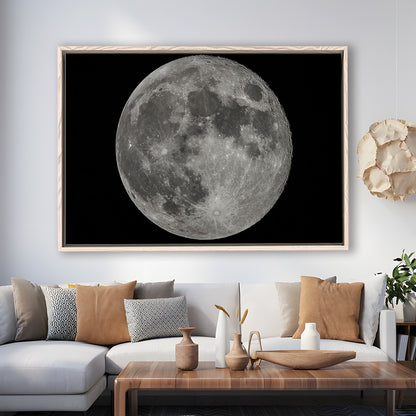 Full Moon At Night Moon Art, Moon Canvas, Moon Decor, Moon Home Decor, Framed Cavas Print, Floating Frame