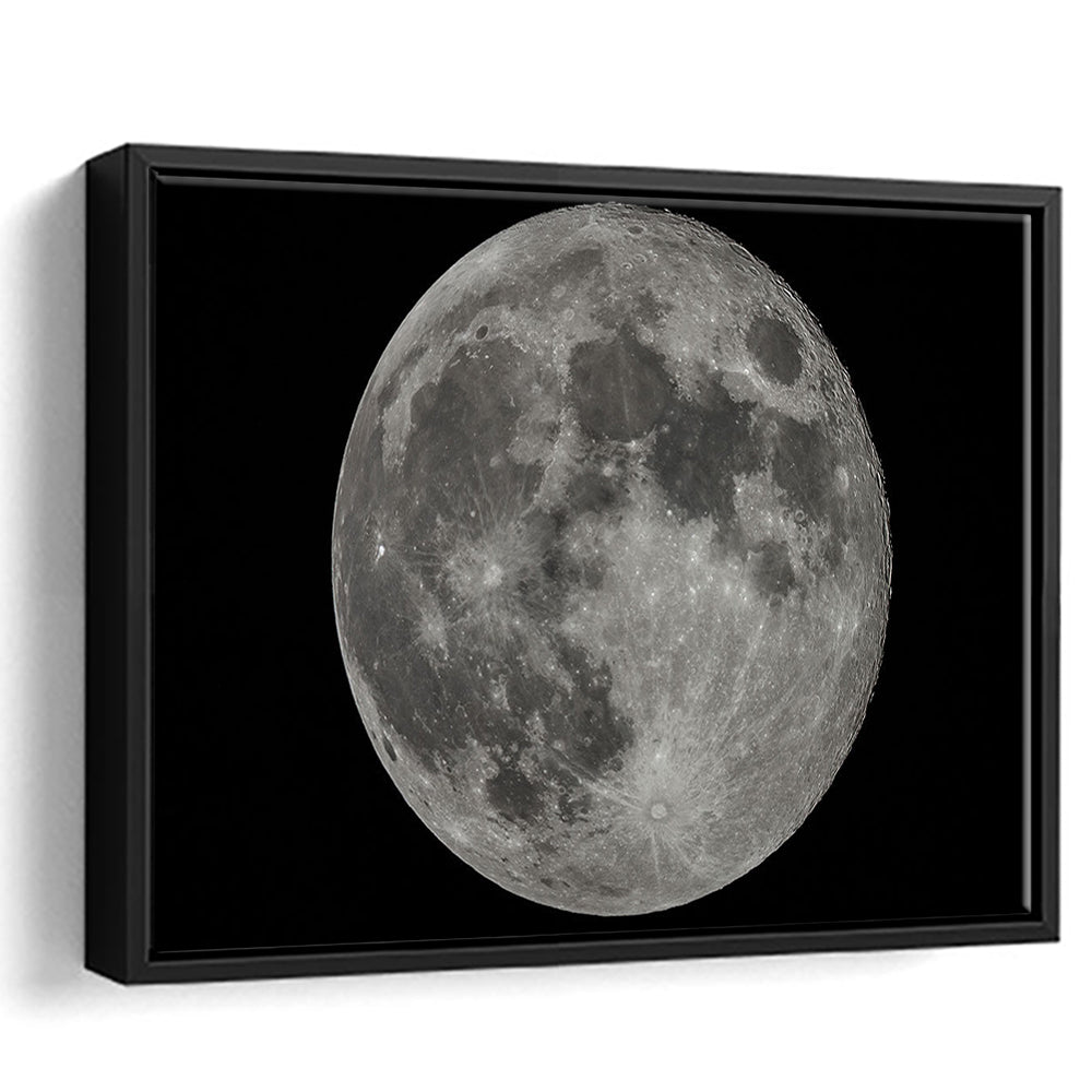 Full Moon At Night Moon Art, Moon Canvas, Moon Decor, Moon Home Decor, Framed Cavas Print, Floating Frame