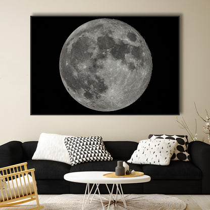Full Moon At Night Moon Art, Moon Canvas, Moon Decor, Moon Home Decor, Framed Cavas Print, Floating Frame