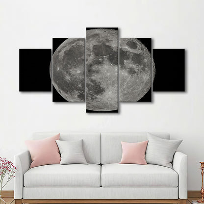 Full Moon at Night Moon Art, Moon Canvas, Moon Decor, Moon Home Decor, 5 Piece Large Cavas Print Wall Art