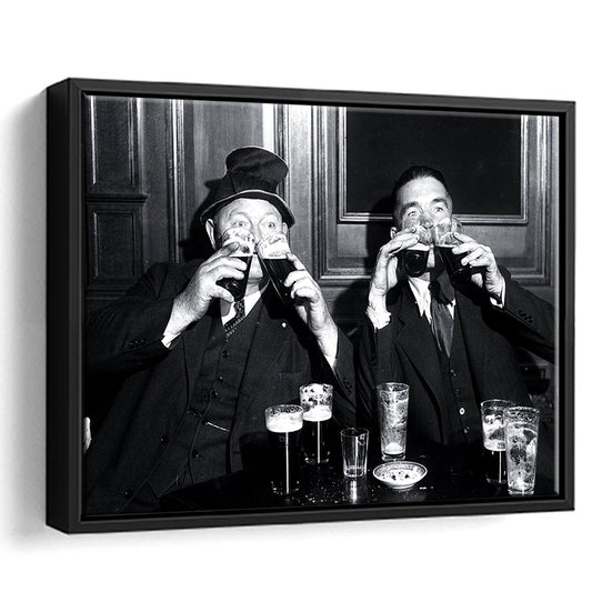Funny Bar Decor, Vintage, 1920s, Men Drinking Beer, Speakesy Decor, Man Cave Art, Floating Framed Canvas Print