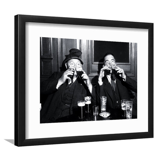 Funny Bar Decor, Vintage, 1920s, Men Drinking Beer, Speakesy Decor, Man Cave Art, Framed Art Print White Border Wall Decor