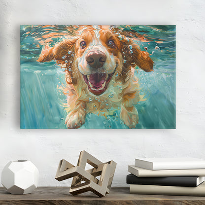 Funny Basset Hound Dog Underwater Watercolor, Funny Pet Art V1, Canvas Print Wall Art Home Decor