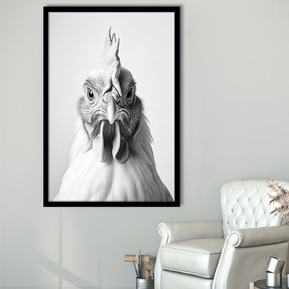 Funny Chicken Farm Decor Black and White, Framed Art Print Wall Decor, Picture Framed