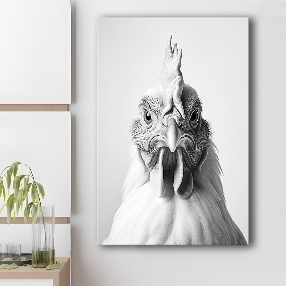 Funny Chicken Farm Decor Black and White, Canvas Print Wall Art, Wall Decor, Painting Canvas