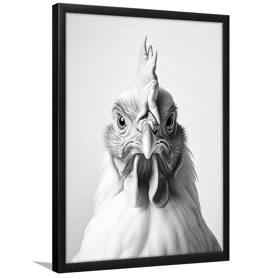 Funny Chicken Farm Decor Black and White, Framed Art Print Wall Decor, Picture Framed