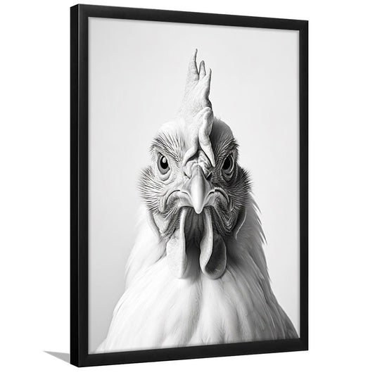 Funny Chicken Farm Decor Black and White, Framed Art Print Wall Decor, Picture Framed