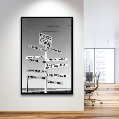 Funny Oregon Seaside Sign Black and White Art, Framed Art Print Wall Decor