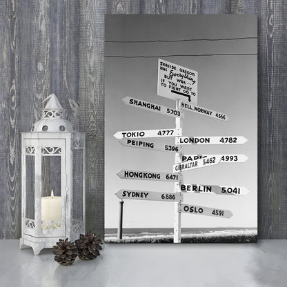 Funny Oregon Seaside Sign Black and White Art, Canvas Print Wall Art