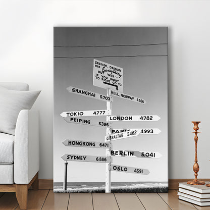 Funny Oregon Seaside Sign Black and White Art, Canvas Print Wall Art