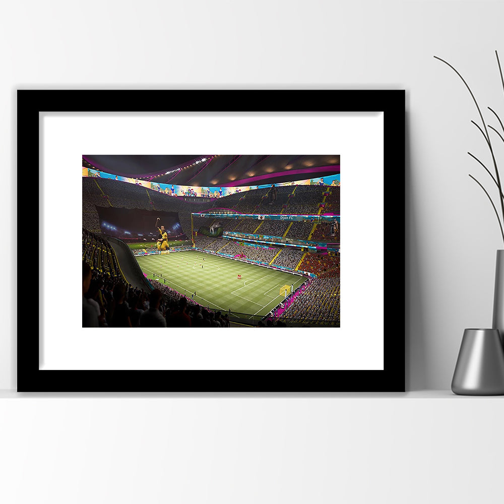 Fut Stadium Fifa, Stadium Canvas, Sport Art, Gift for him, White Border Framed Art Print Wall Decor