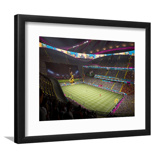 Fut Stadium Fifa, Stadium Canvas, Sport Art, Gift for him, White Border Framed Art Print Wall Decor