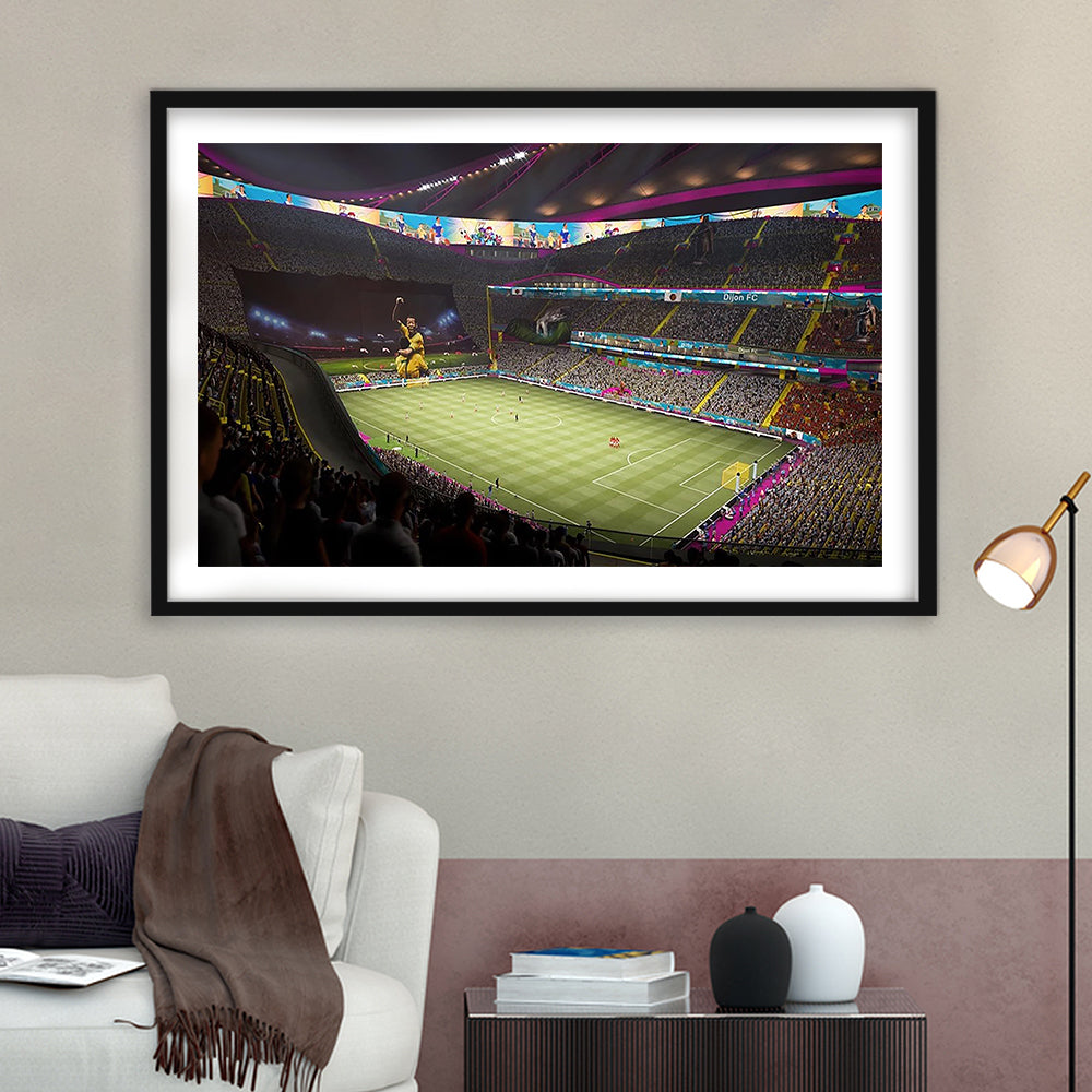 Fut Stadium Fifa, Stadium Canvas, Sport Art, Gift for him, White Border Framed Art Print Wall Decor