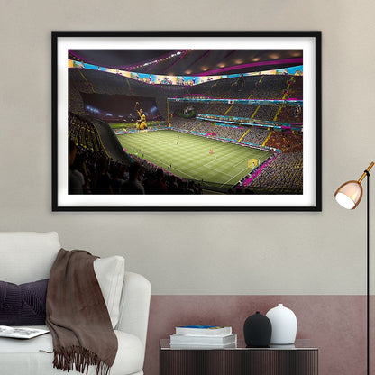 Fut Stadium Fifa, Stadium Canvas, Sport Art, Gift for him, White Border Framed Art Print Wall Decor