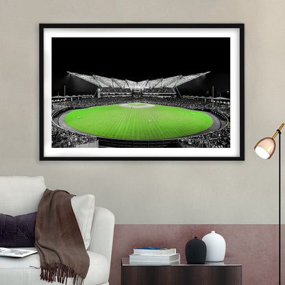 Futuristic Stadiums, Stadium Canvas, Sport Art, Gift for him, White Border Framed Art Print Wall Decor