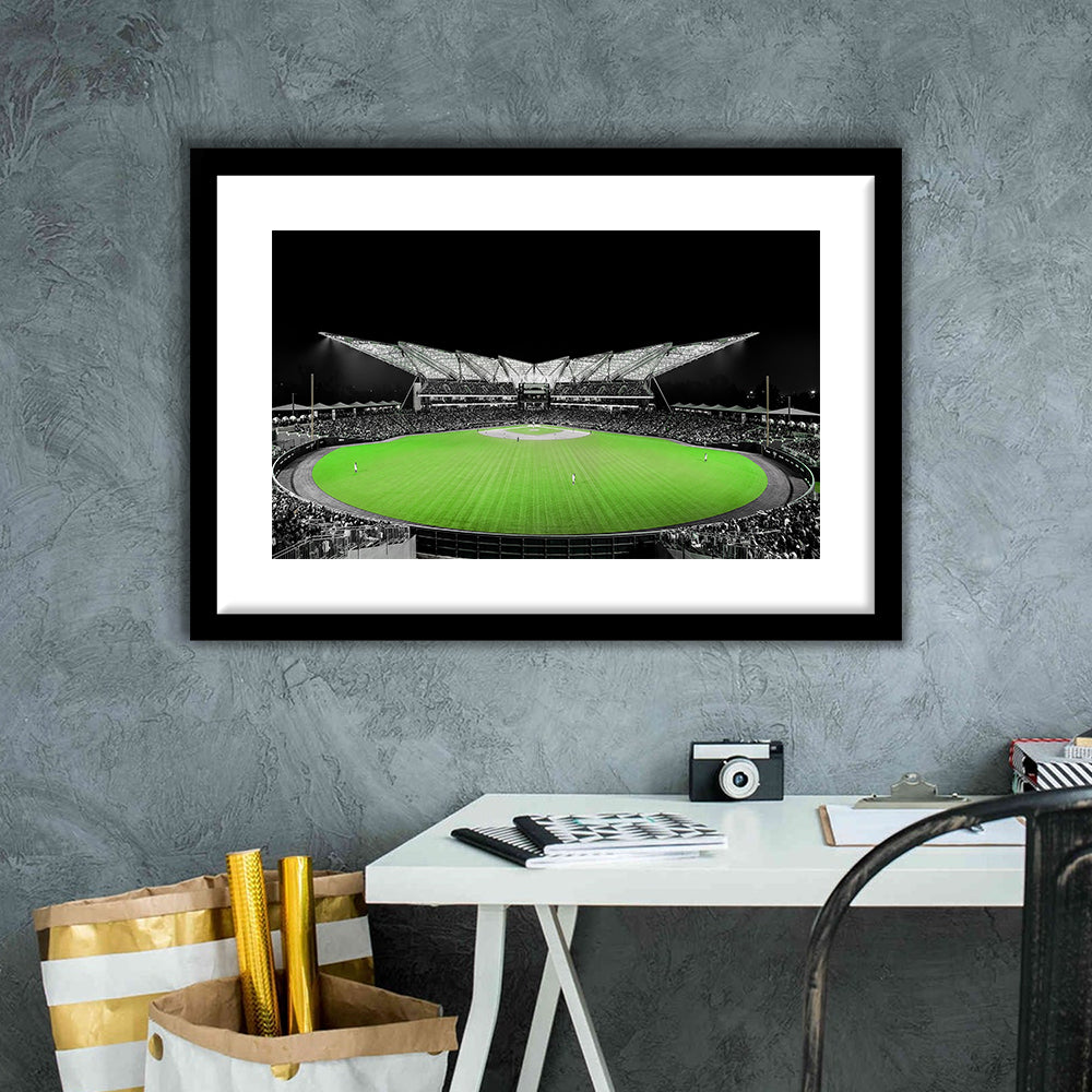 Futuristic Stadiums, Stadium Canvas, Sport Art, Gift for him, White Border Framed Art Print Wall Decor