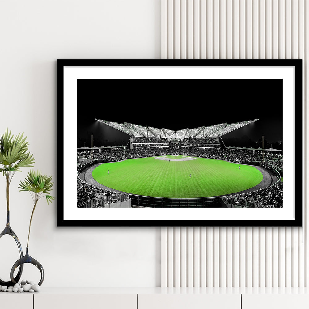 Futuristic Stadiums, Stadium Canvas, Sport Art, Gift for him, White Border Framed Art Print Wall Decor