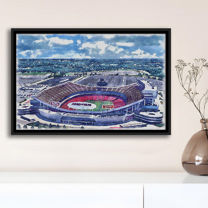 GEHA Field at Arrowhead Painting Stadium Watercolor, Kansas City, Sport Gift Art, Framed Canvas Print Wall Art
