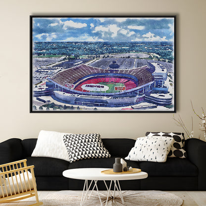 GEHA Field at Arrowhead Painting Stadium Watercolor, Kansas City, Sport Gift Art, Framed Canvas Print Wall Art