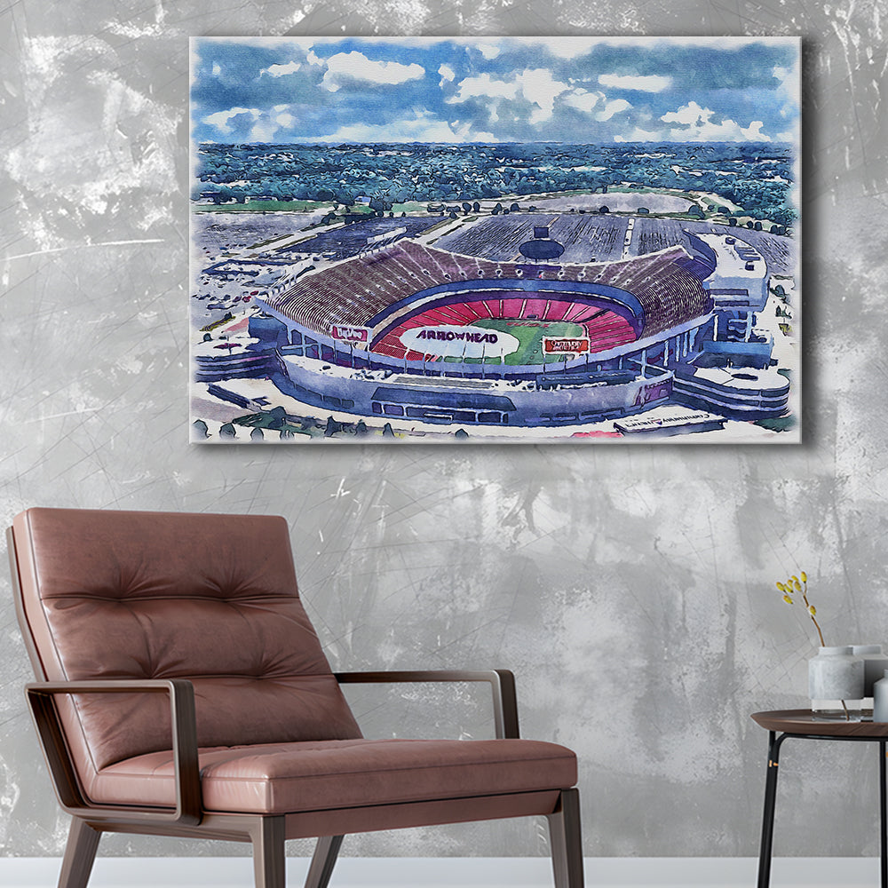 GEHA Field at Arrowhead Painting Stadium Watercolor, Kansas City, Sport Art, Gifts for him, Canvas Print Wall Art